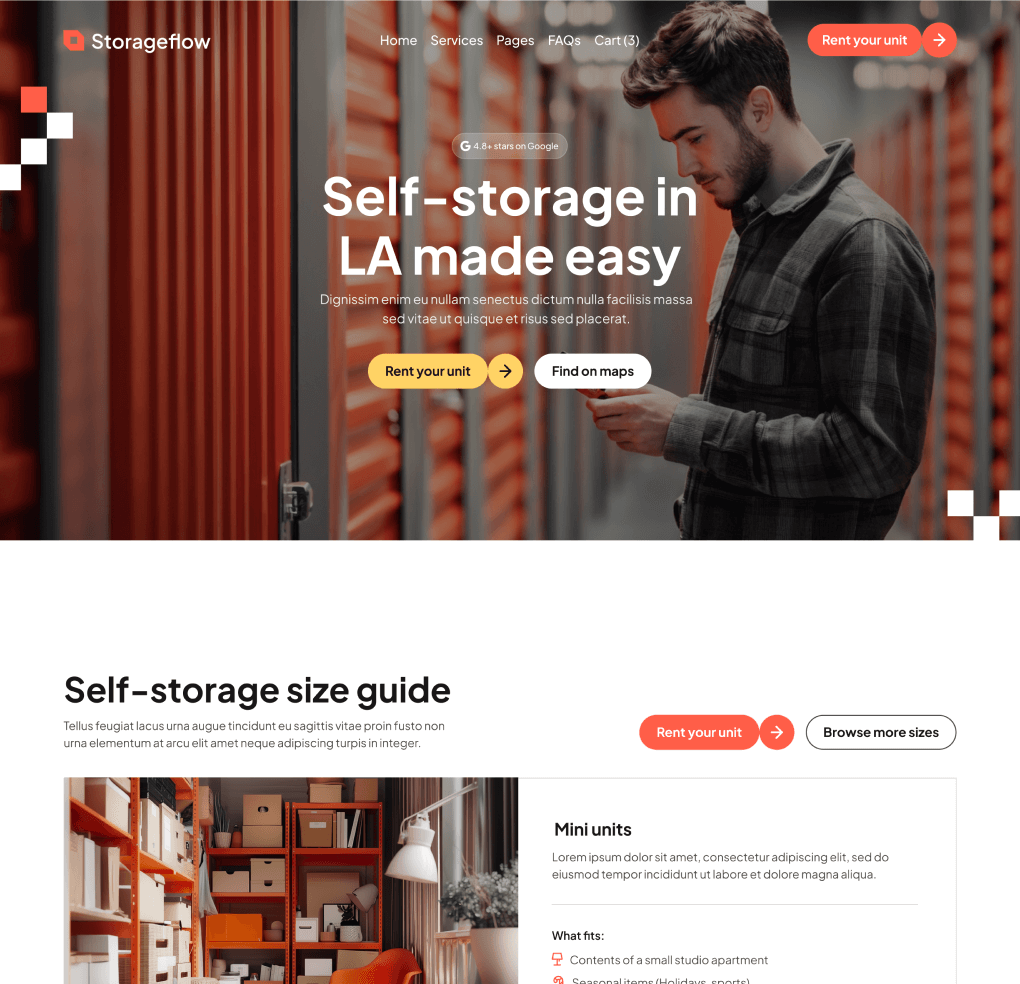 Storageflow - Home V2 Top Page - Local Storage Webflow Template | BRIX Templates
