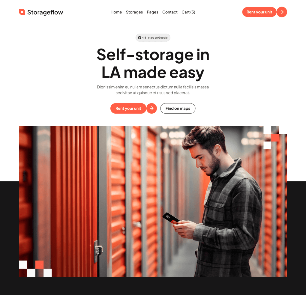 Storageflow - Home V3 Top Page - Local Storage Webflow Template | BRIX Templates
