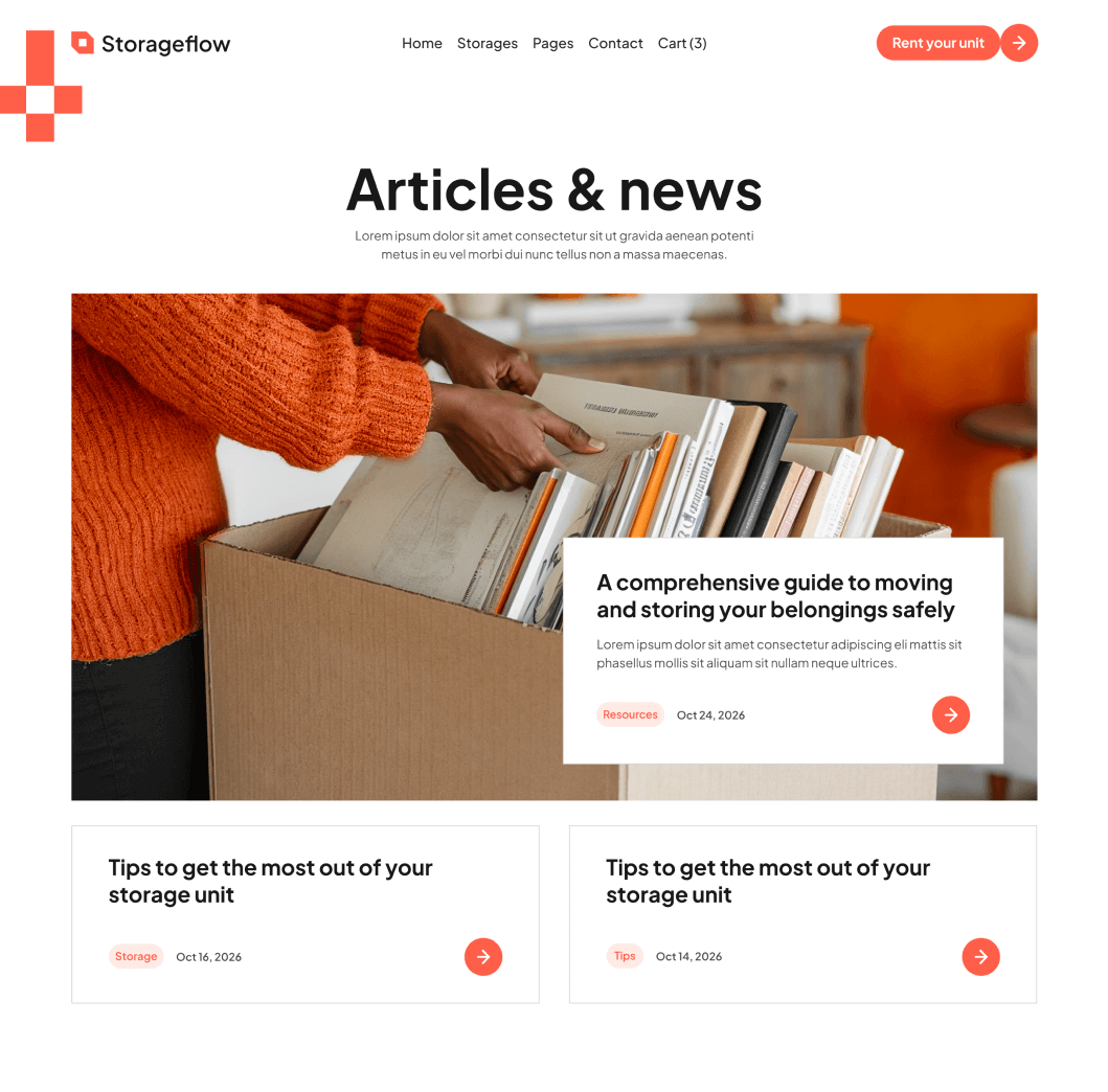 Storageflow - Blog V2 Main Page - Local Storage Webflow Template | BRIX Templates
