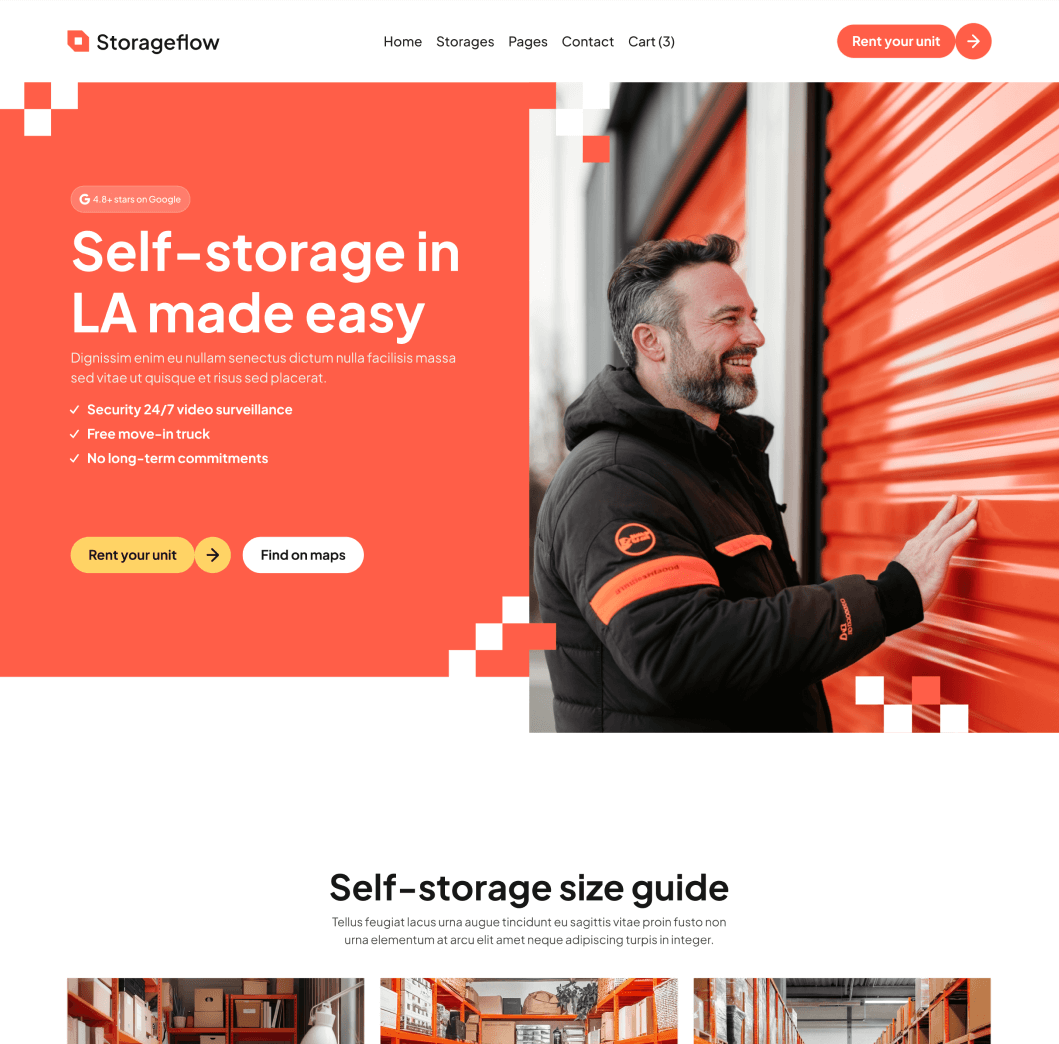 Storageflow - Home V1 Main Page - Local Storage Webflow Template | BRIX Templates
