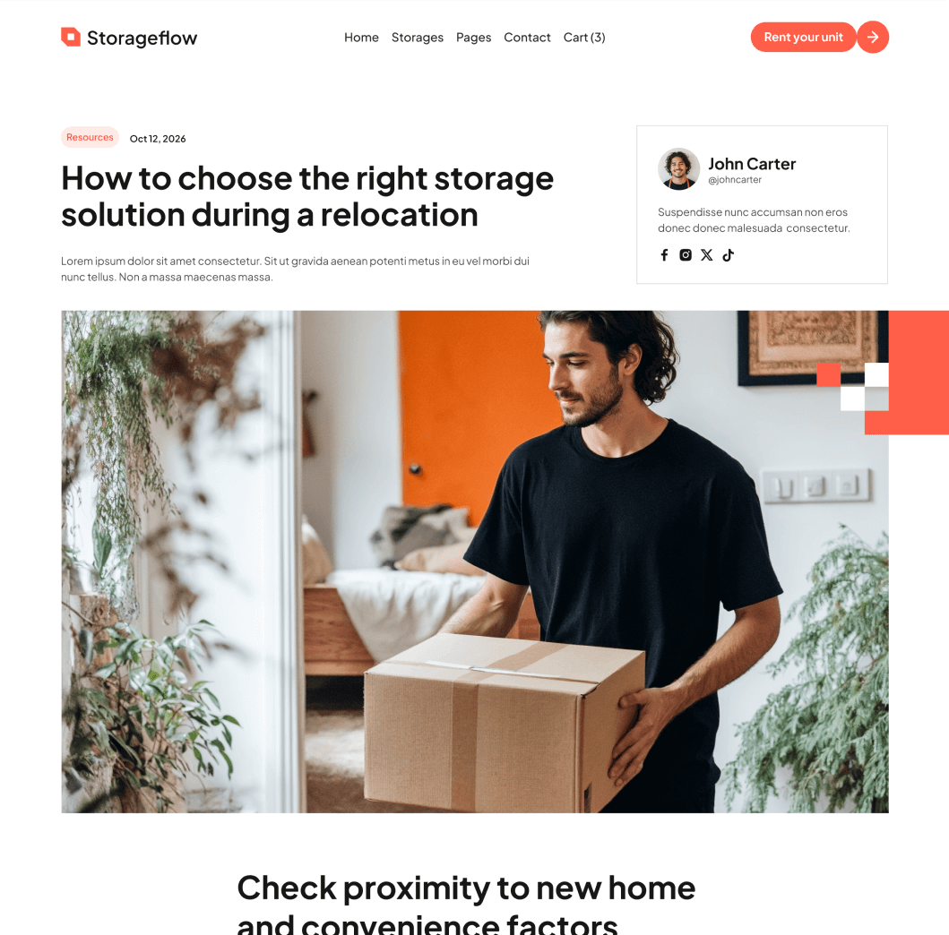Storageflow - Blog Post Main Page - Local Storage Webflow Template | BRIX Templates
