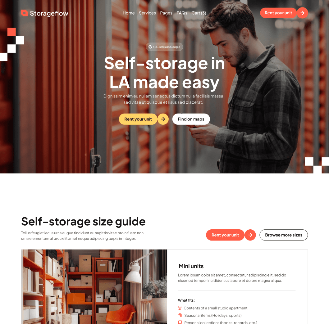 Storageflow - Home V2 Main Page - Local Storage Webflow Template | BRIX Templates
