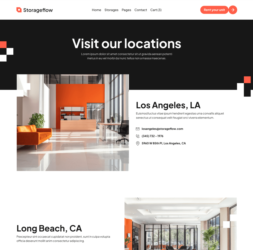 Storageflow - Locations Main Page - Local Storage Webflow Template | BRIX Templates
