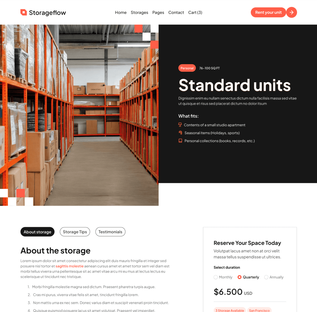 Storageflow - Storage Single Main Page - Local Storage Webflow Template | BRIX Templates
