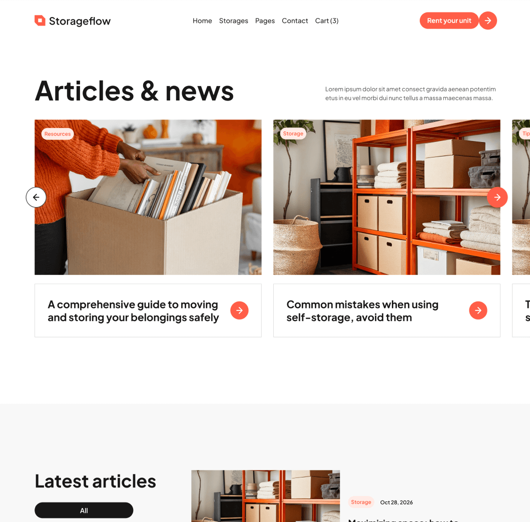 Storageflow - Blog V3 Main Page - Local Storage Webflow Template | BRIX Templates
