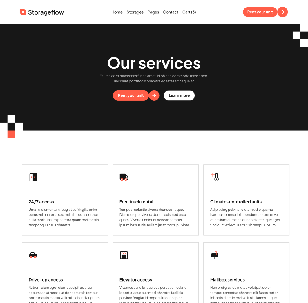 Storageflow - Services Main Page - Local Storage Webflow Template | BRIX Templates
