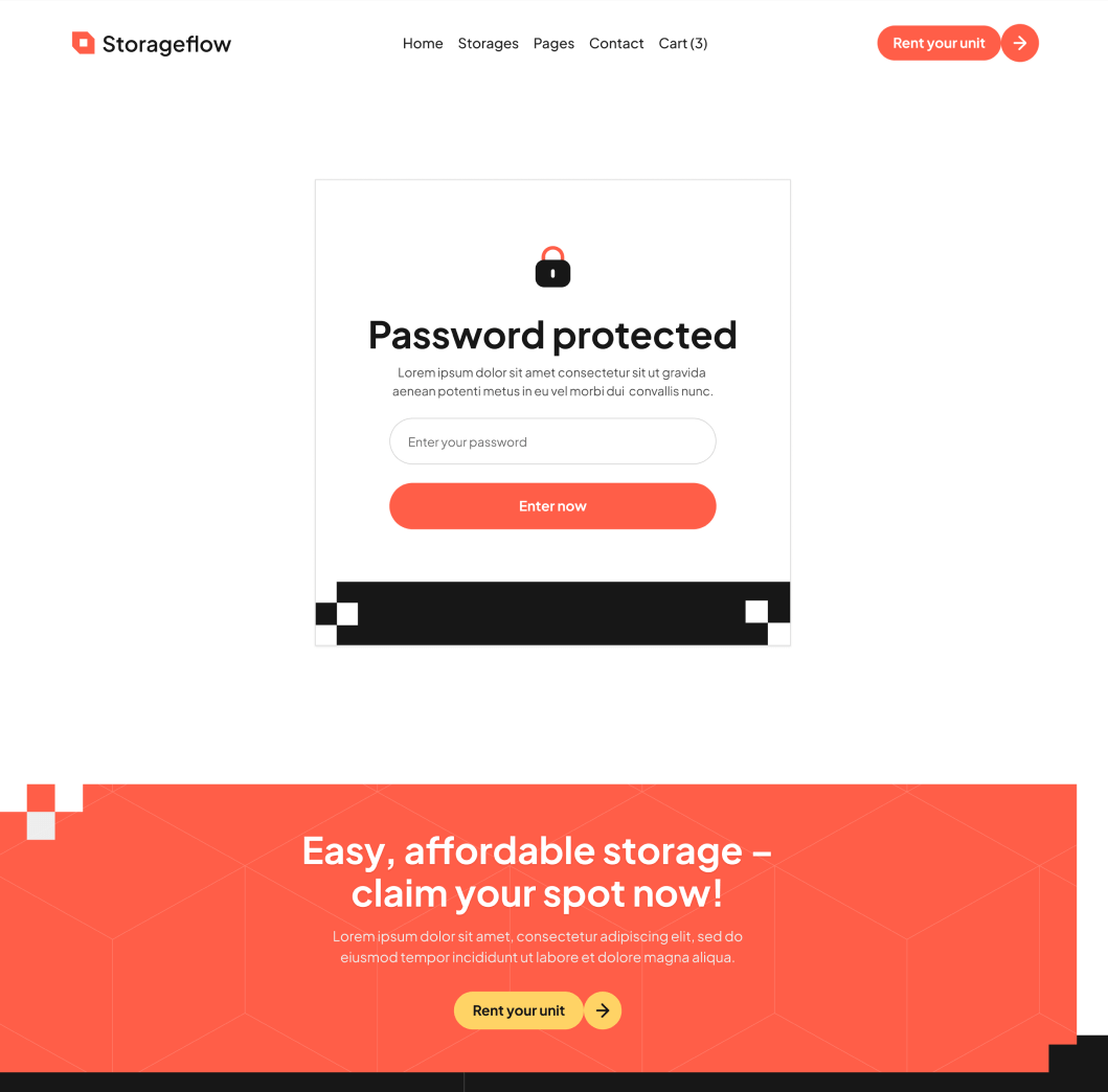 Storageflow - Password Protected Utility Page - Local Storage Webflow Template | BRIX Templates
