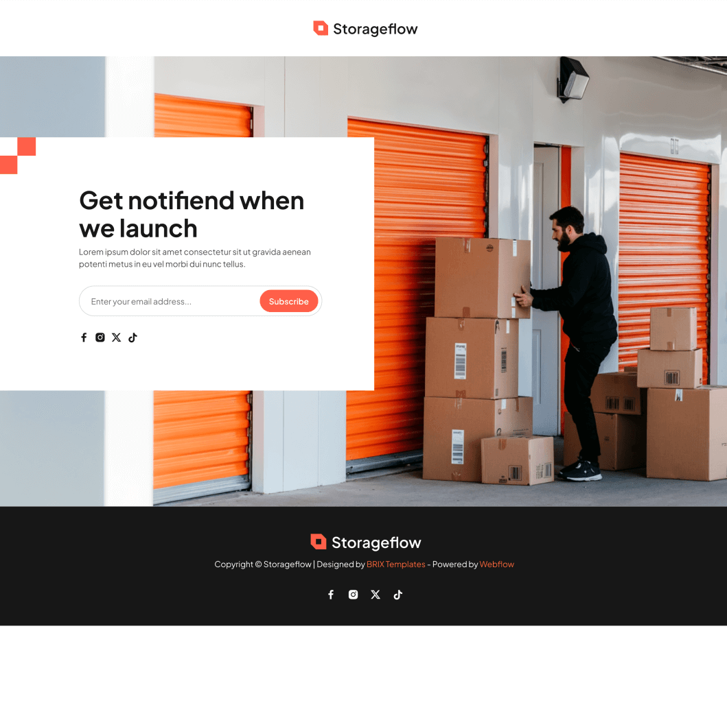 Storageflow - Coming Soon Utility Page - Local Storage Webflow Template | BRIX Templates
