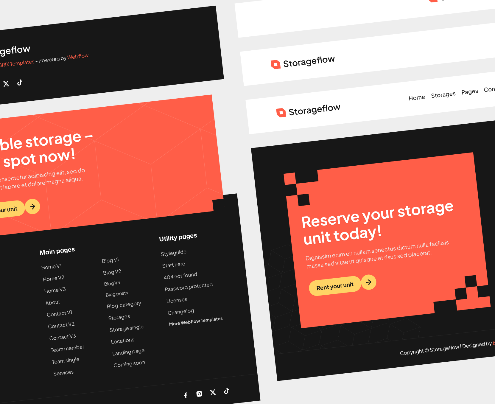 Storageflow - 3 Headers And Footers - Local Storage Webflow Template | BRIX Templates
