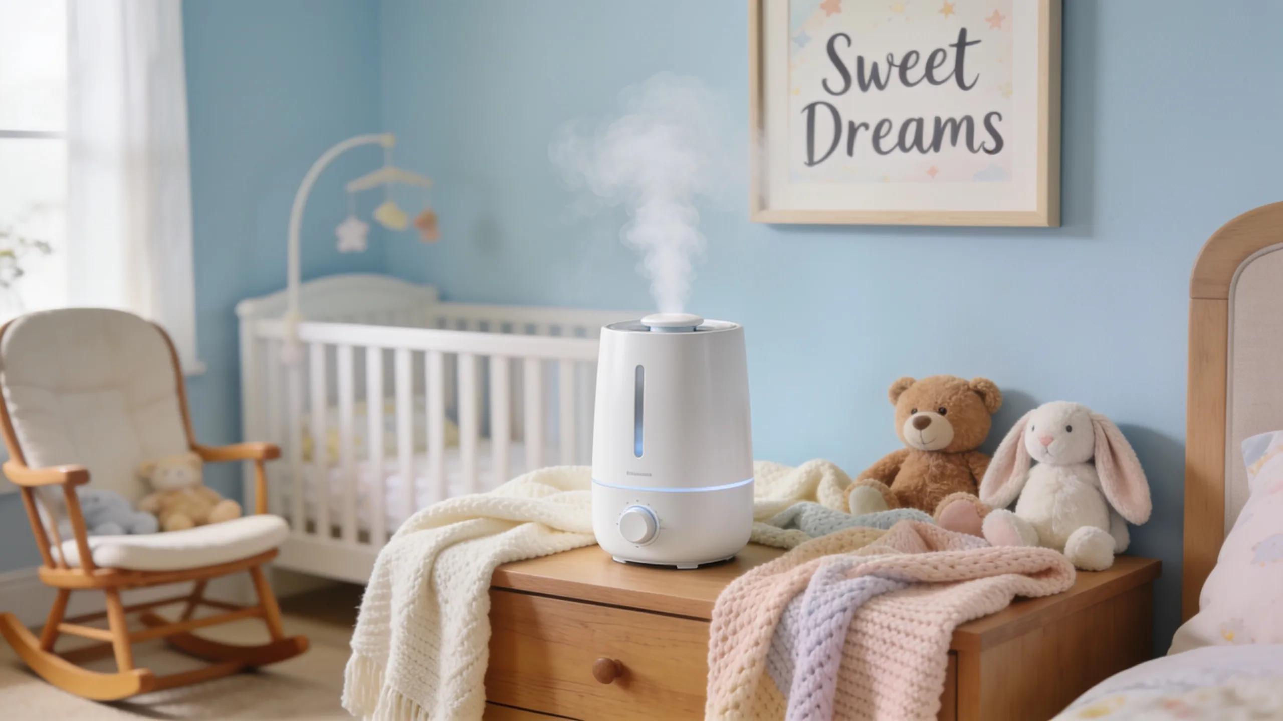 Modern humidifier in a nursery, creating a healthy indoor environment for newborns