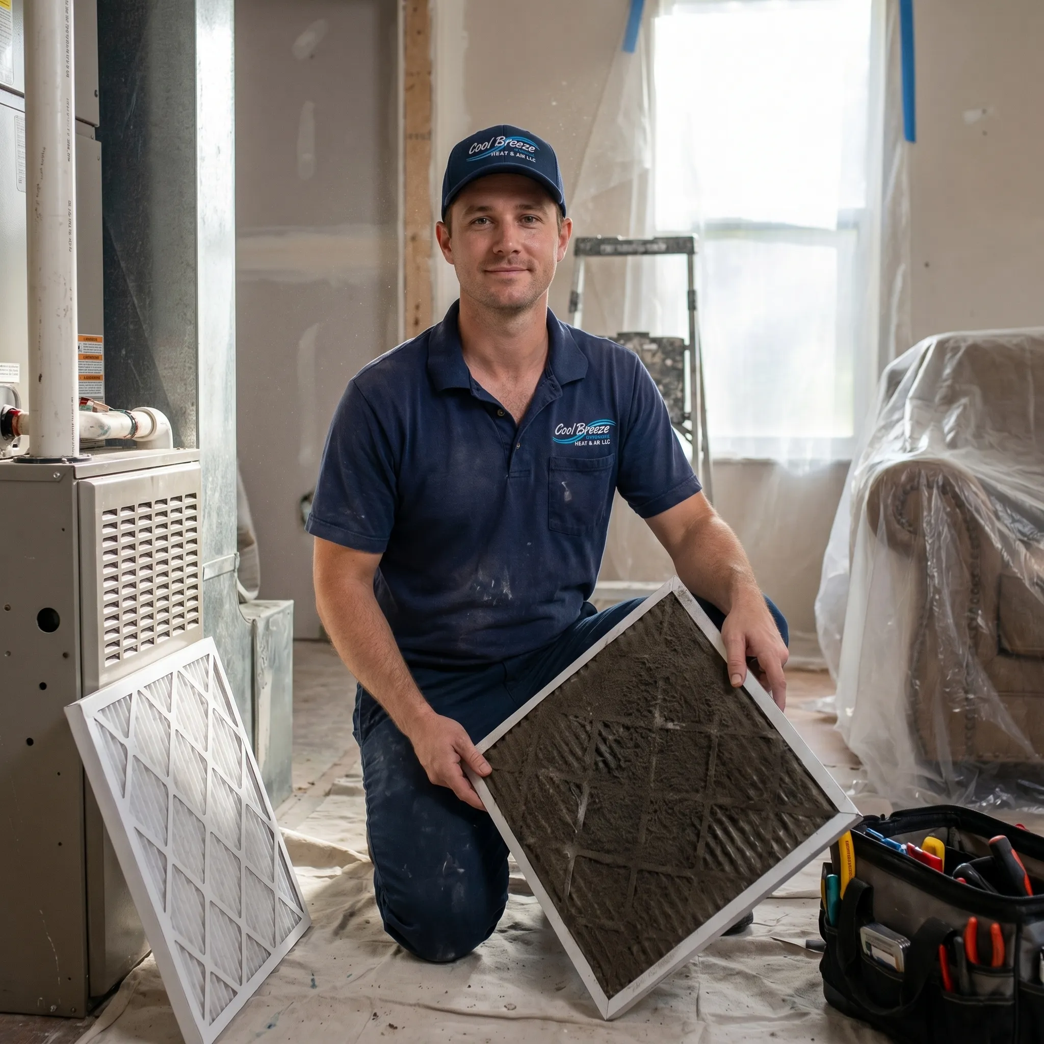An HVAC technician performing maintenance on an HVAC system, highlighting the importance of regular upkeep.