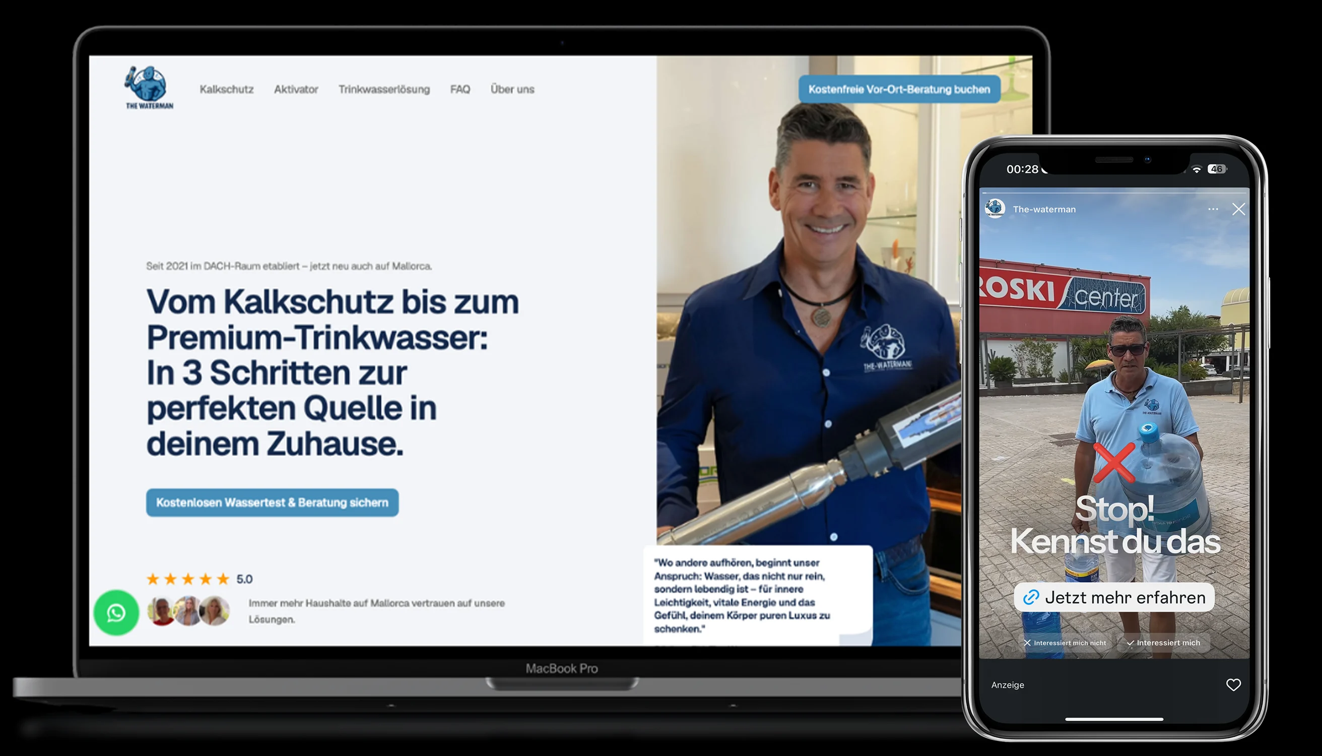 Referenzprojekt The Waterman mit Website, Content und Marketing-Fullservice