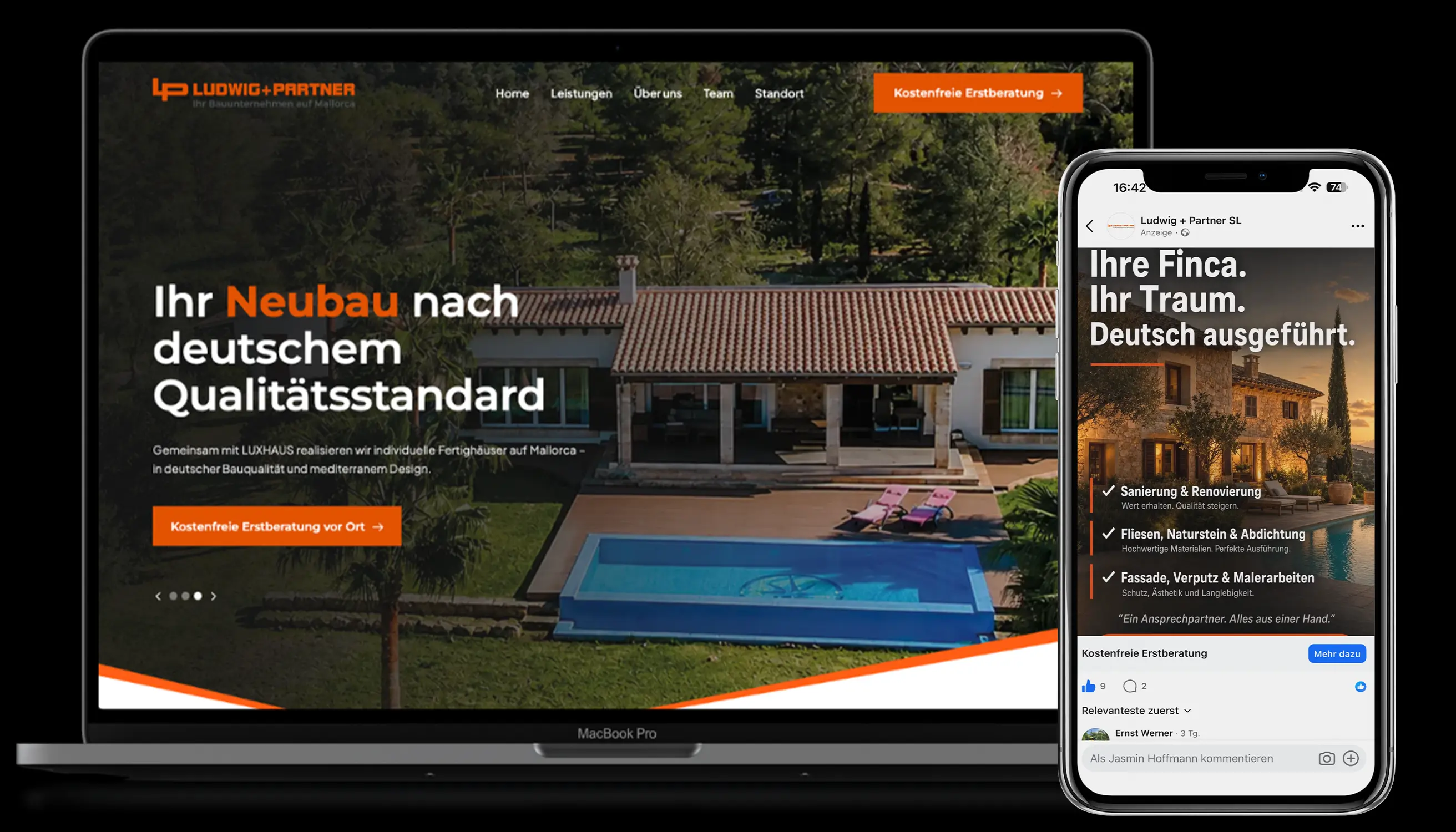 Referenzprojekt Ludwig und Partner mit Website, Content-Erstellung und Meta Marketing-Fullservice