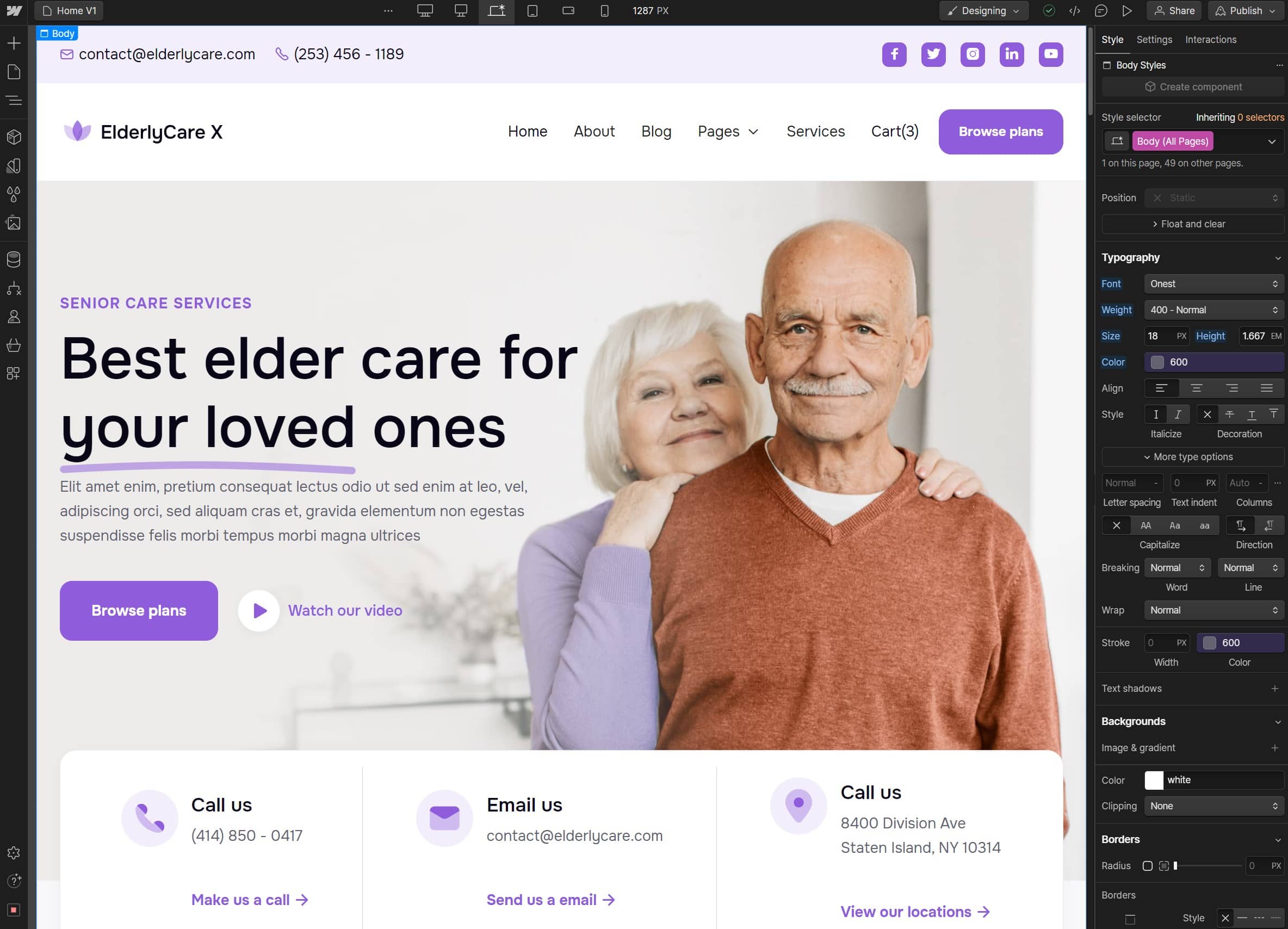 Typography - ElderlyCare X Webflow Template