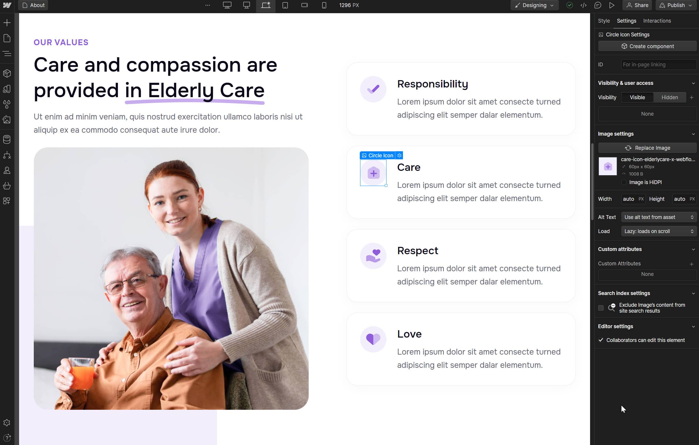 Icons And Graphics - ElderlyCare X Webflow Template