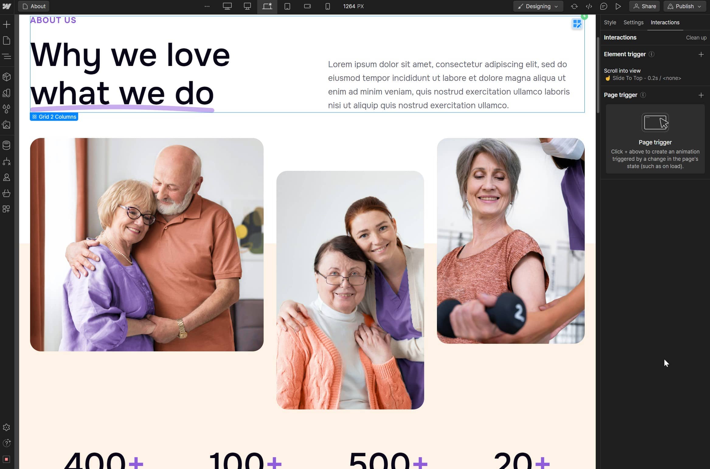Animations - ElderlyCare X Webflow Template