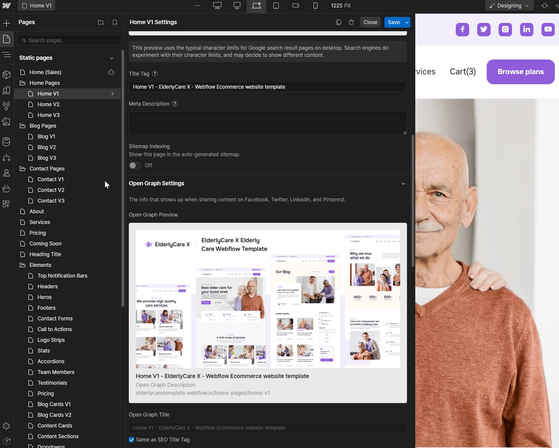 SEO - ElderlyCare X Webflow Template