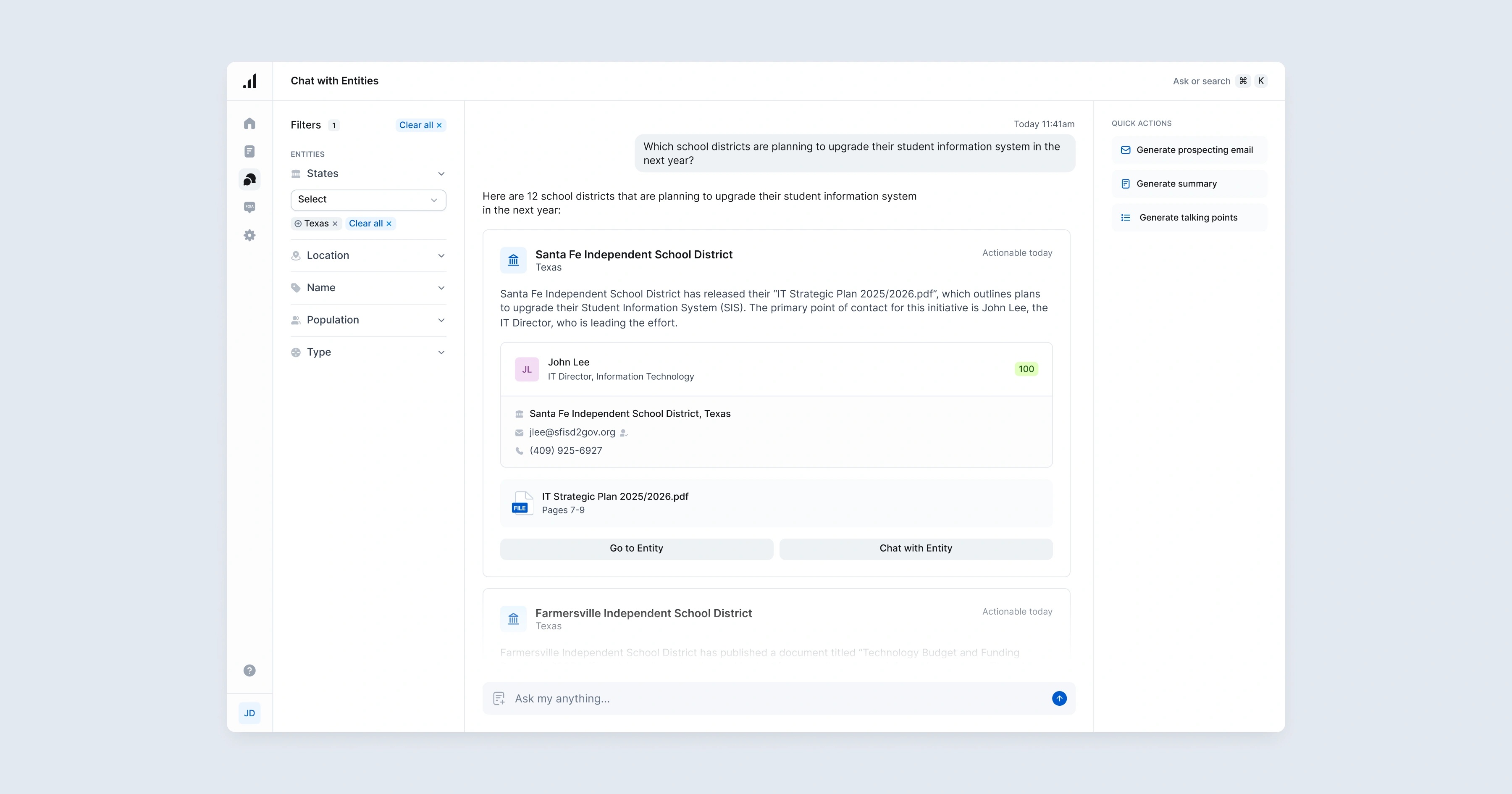Screenshot of Territory-Wide Chat