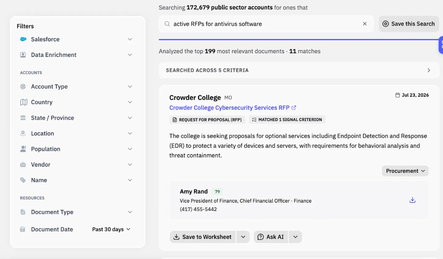 an image showing how to find government contract using Pursuit.u's various filters for SLED