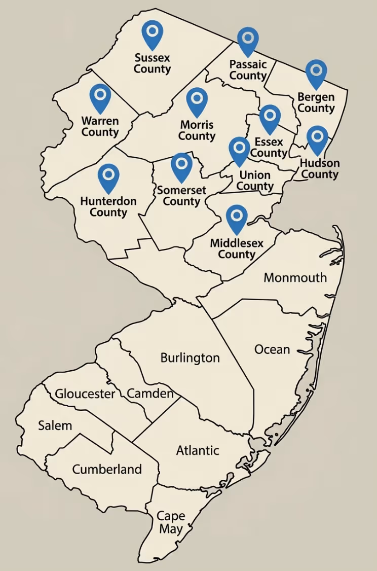 Counties we serve in NJ