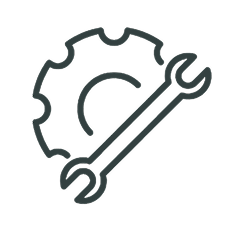 Icon of a wrench crossed over a gear symbolizing settings or tools.