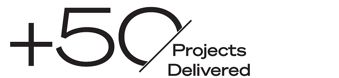 Over 50 projects delivered text with a plus symbol.