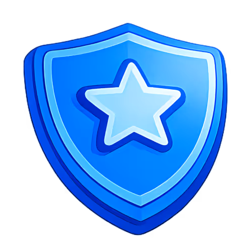 Blue shield with a white star emblem in the center.