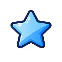 Blue five-pointed star with a darker blue outline and light reflections.