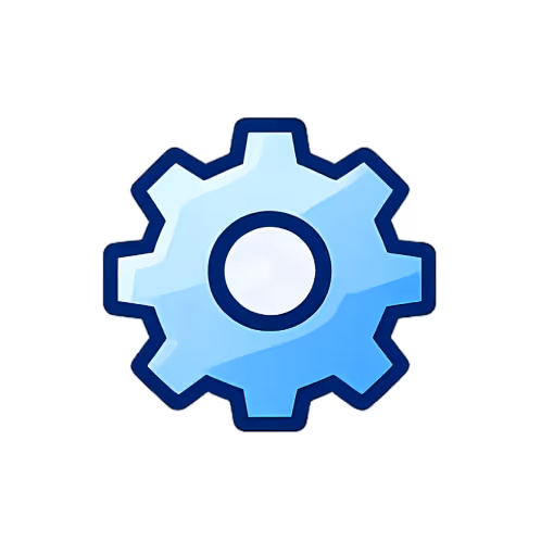 Blue gear icon representing settings or configuration.