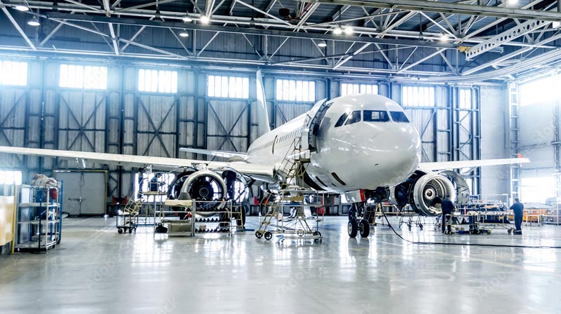 Image of airplane in hangar