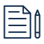 Dokument mit Stift Icon blau.
