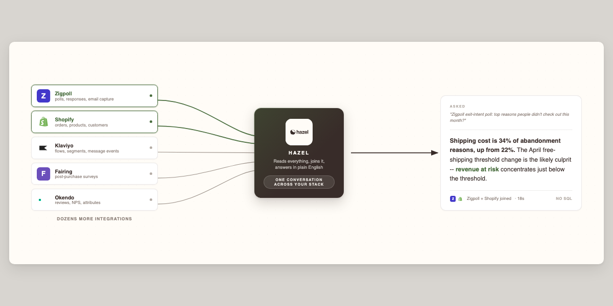 How Zigpoll survey data flows through Hazel