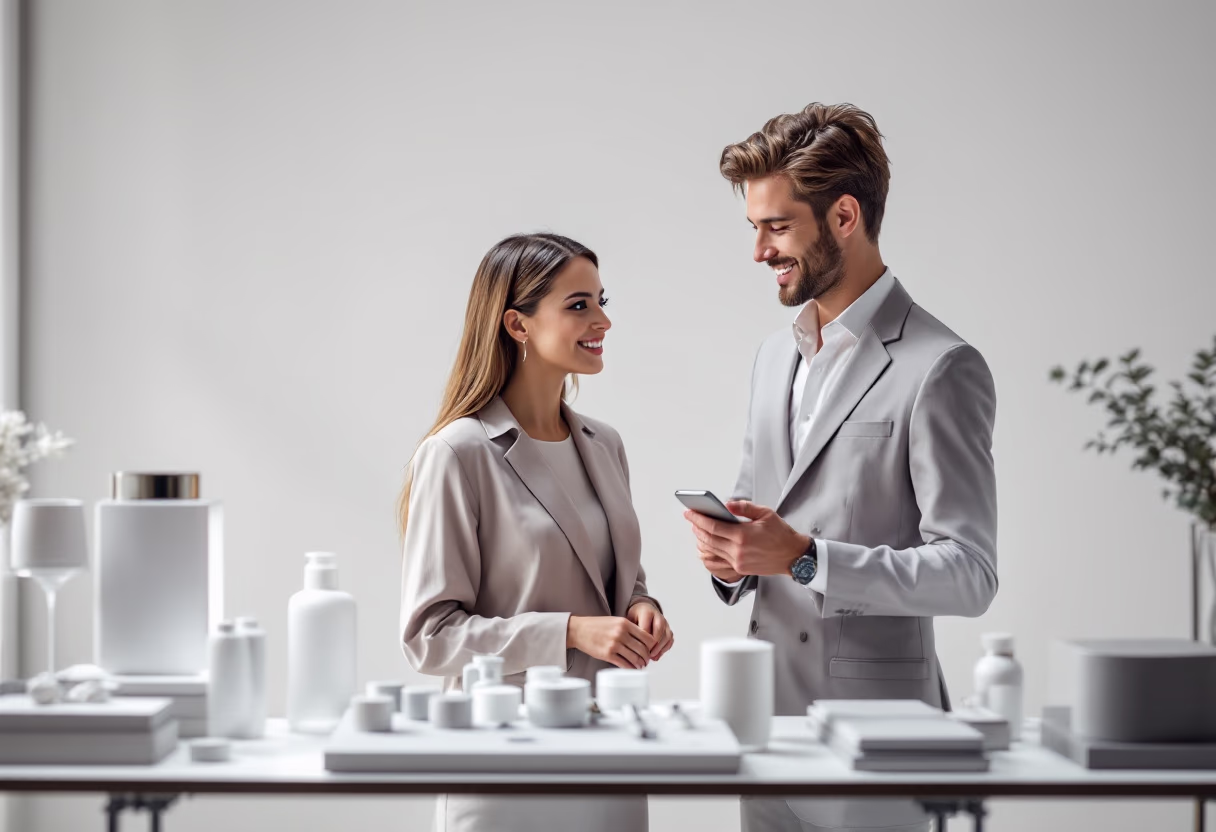 image of an employee assisting a customer in a department store