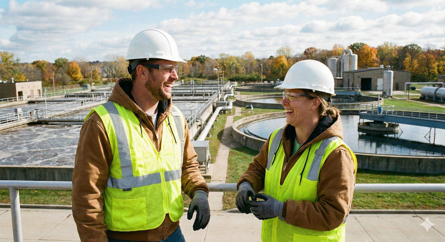 Engineers at water treatment facility