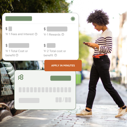 Leadfusion credit card comparison and application tool shown on a bank's website