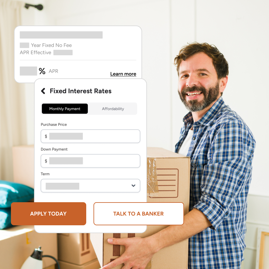 Leadfusion mortgage calculator on a bank website estimating the monthly payment for a fixed-rate home loan