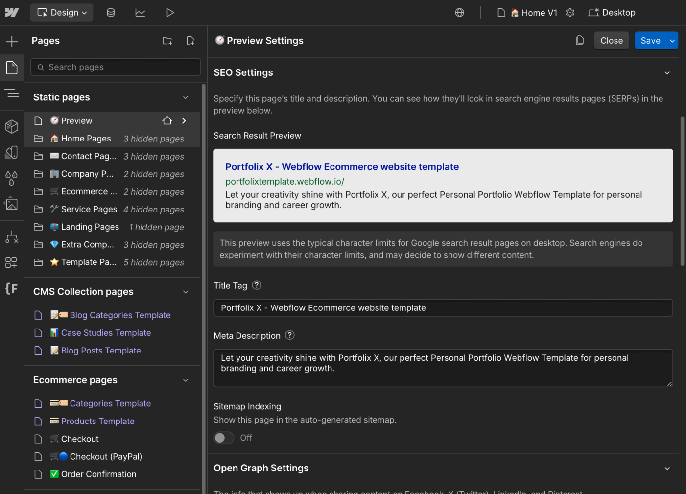 SEO - Portfolix X Webflow Template