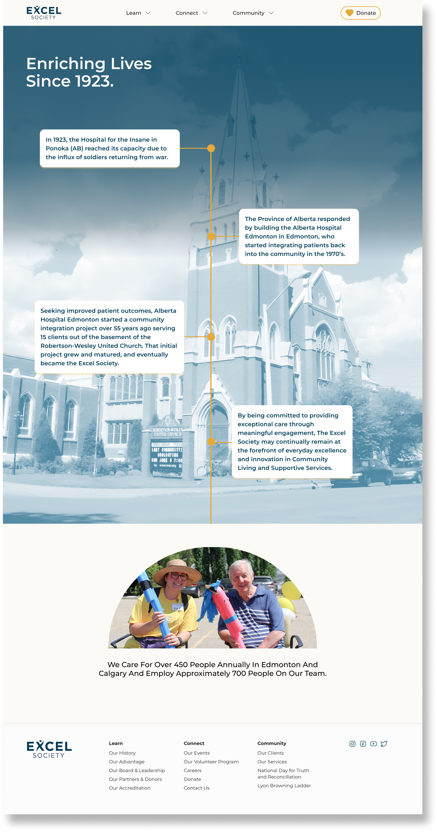 Excel Society webpage for History Page