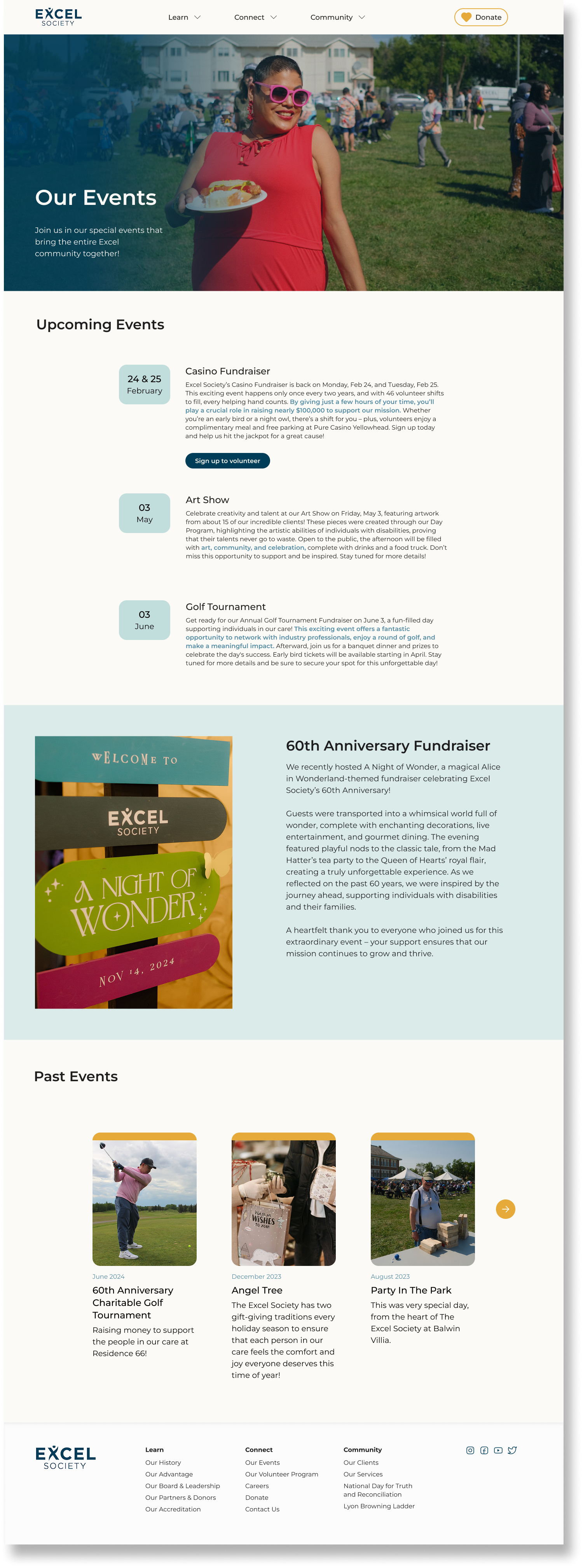 Excel Society webpage for Events