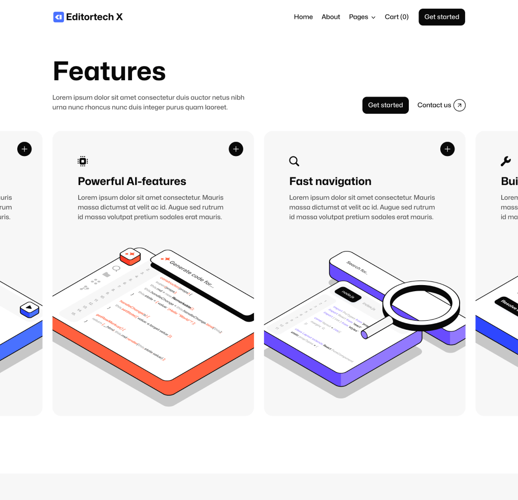 Editortech X - Features Page - Tech App Webflow Template
