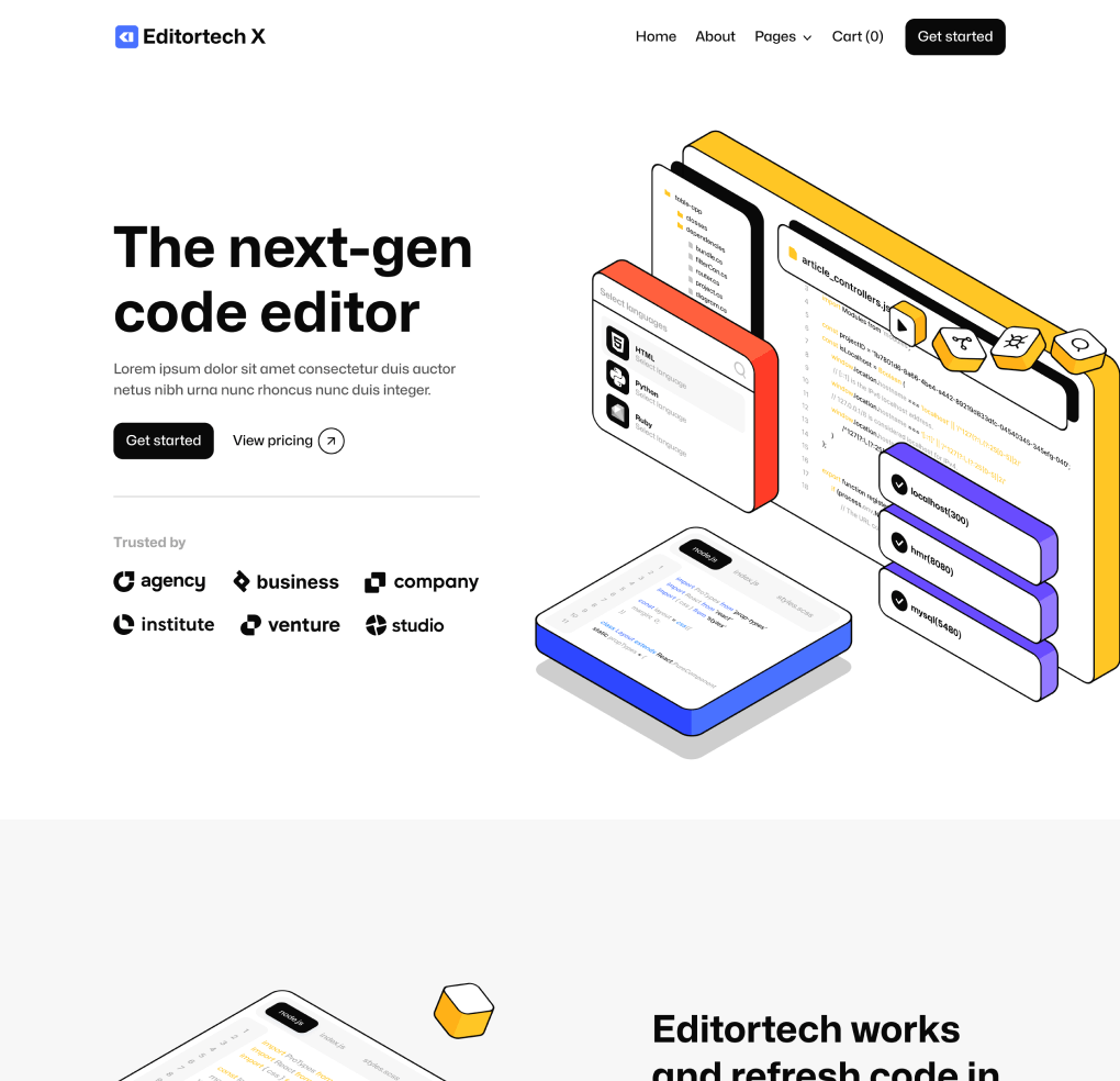 Editortech X - Home V3 Page - Tech App Webflow Template
