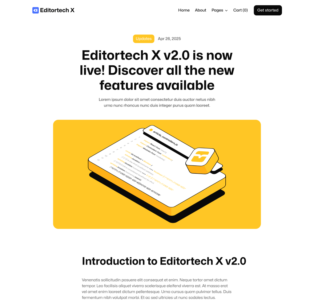 Editortech X - Blog Post Page - Tech App Webflow Template