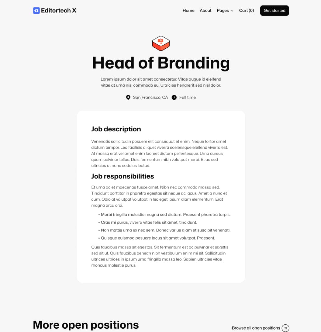 Editortech X - Career Single Page - Tech App Webflow Template