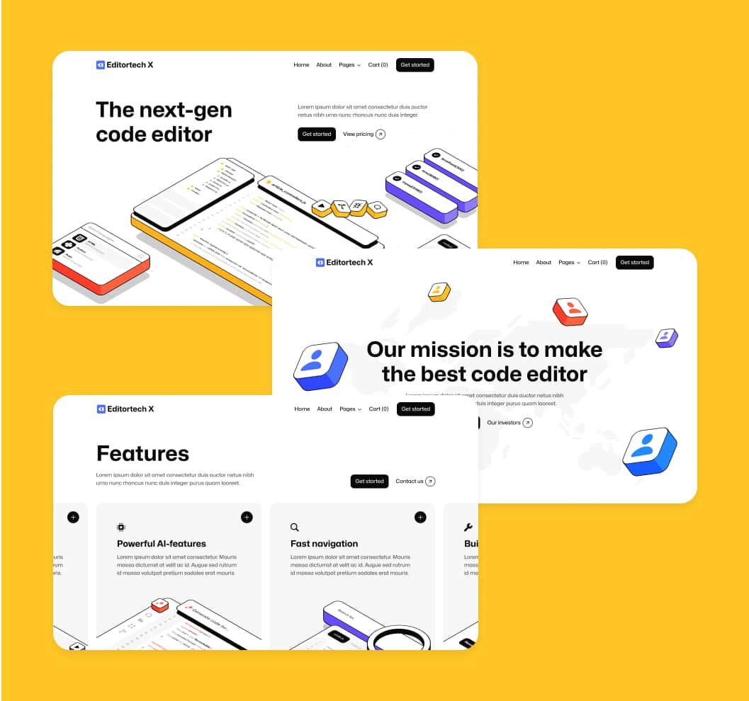 Editortech X - Sections Included - Tech App Webflow Template