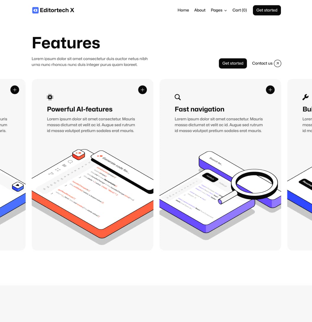 Editortech X - Features Page - Tech App Webflow Template