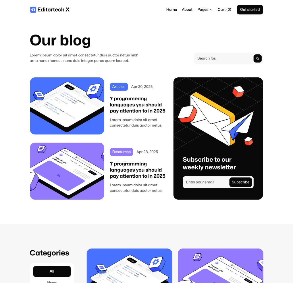 Editortech X - Blog V2 Page - Tech App Webflow Template