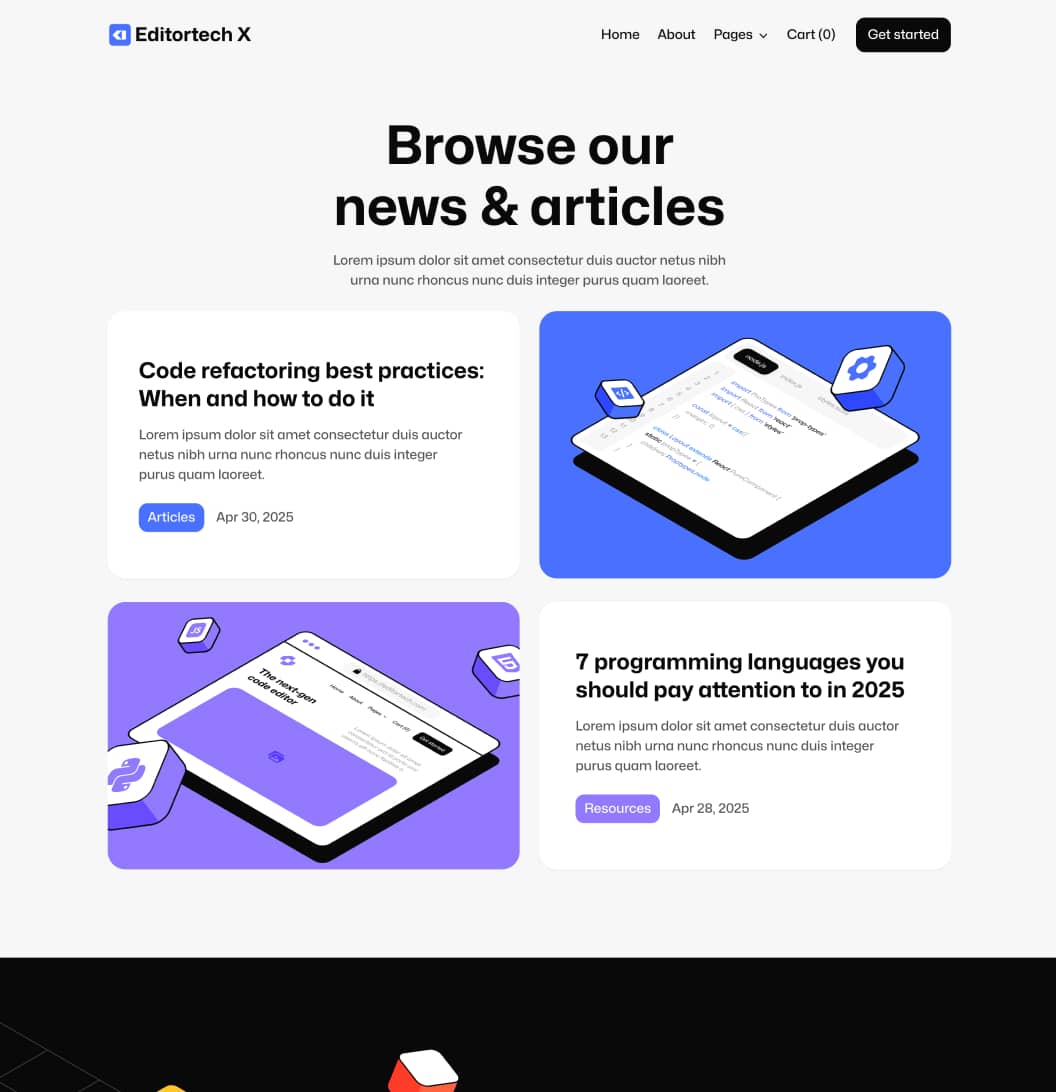 Editortech X - Blog V1 Page - Tech App Webflow Template