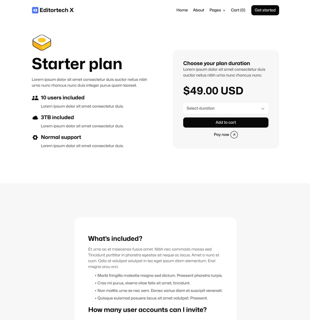 Editortech X - Pricing Single Page - Tech App Webflow Template