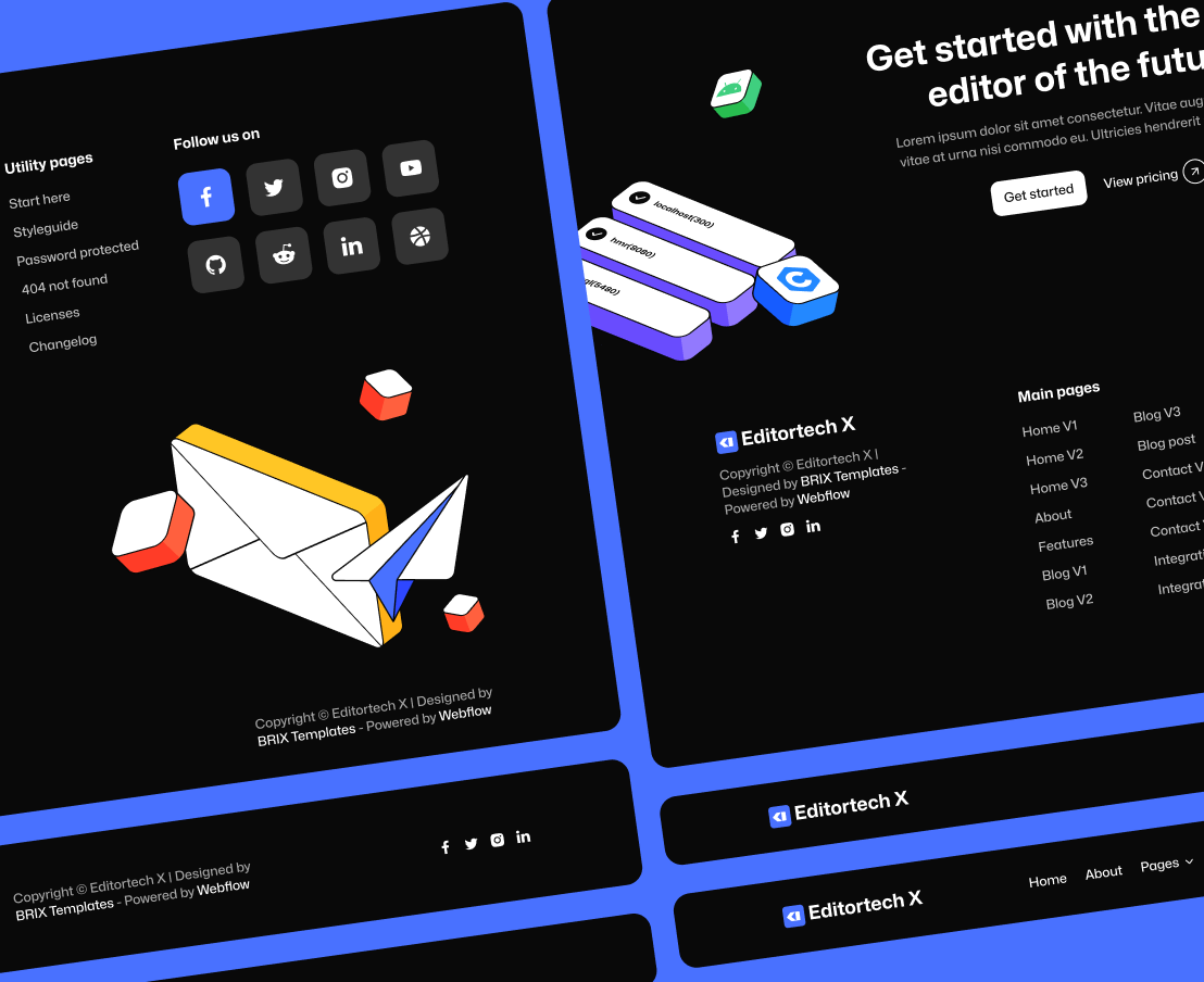 Editortech X - Headers and Footers - Tech App Webflow Template