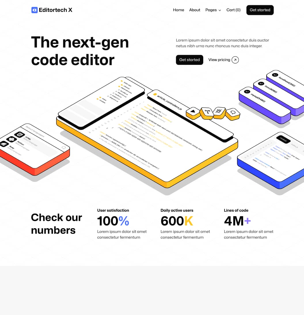 Editortech X - Home V2 Page - Tech App Webflow Template